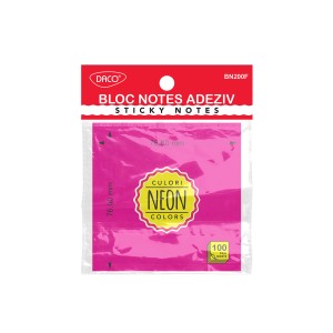 BLOC NOTES ADEZIV 76X76 FUCSIA NEON DACO BN200F