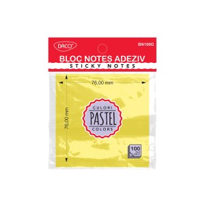 BLOC NOTES ADEZIV 76X76 GALBEN PASTEL DACO BN100G