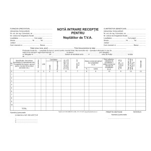 NOTA DE RECEPTIE FARA TVA SI CONSTATARE DE DIFERENTE AA  L03769